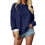 Women's Fleece Lined Sweatshirt Crewneck Pullover-dark blue M 1