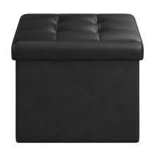 (Ink Black) Storage Ottoman, 41 cm Folding Foot Rest Stool, Ottoman Storage Box, Easy Assembly, for Living Room, Bedroom