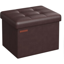 (Chestnut Brown) Storage Ottoman, 41 cm Folding Foot Rest Stool, Ottoman Storage Box, Easy Assembly, for Living Room, Bedroom