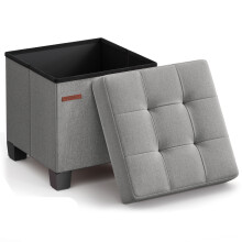 (Dove Grey) Foldable Storage Ottoman Footstool with Hidden Storage for Living Room, Bedroom or Dorm, Green