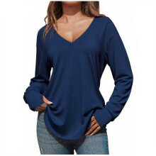 Long Sleeve Shirts for Women Trendy Fall Fashion-Navy Blue XL