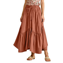 Elegant Women's Renaissance Elastic High Waist Maxi-Orange M