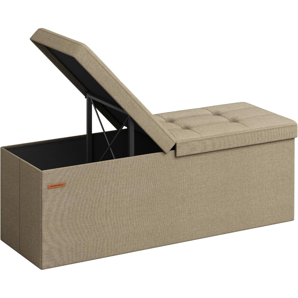 Songmics (Inkblack) Storage Ottoman, Foldable Storage Bench, 38 X 110 X 38 Cm, Flipping Lid, 300 Kg Load Capacity
