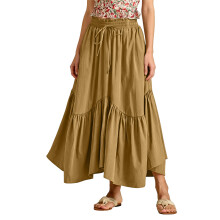 Fashionable Women's High Waist Long Skirt Renaissance-Yellow XL