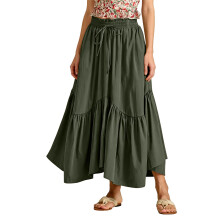 Elegant Women's High Waist Renaissance A Line-Army Green M