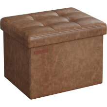 (Coffee Brown) Storage Ottoman, 41 cm Folding Foot Rest Stool, Ottoman Storage Box, Easy Assembly, for Living Room, Bedroom