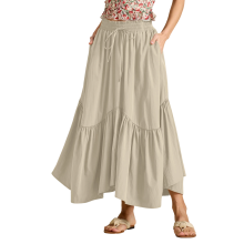 Womens Renaissance Swing Skirt High Waist Medieval-Beige XL