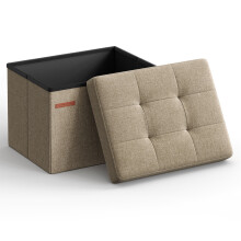 (Camel Brown) Storage Ottoman, Foldable Small Ottoman Foot Rest,Ottoman with Storage, Load up to 130 kg, for Living Room, Bedroom, Dorm, Camel Brown