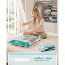 Vacuum Storage Bags, Vacuum Seal Suction Bags for Clothes Bedding Travel, Space Saver Reusable, with Hand Pump,8 Pack,2M/3L/3J,Transparent