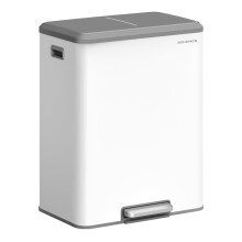(Cloud White) Kitchen Waste Separation System, 2 x 30 L, 2 Compartments for Recycling and Residual Rubbish