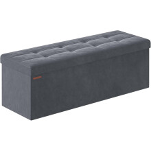 (Slate Grey) Foldable Storage Ottoman Cube with Hidden Compartment, Small Footrest for Living Room, Bedroom or Entryway