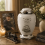 Adult Ashes Cremation Urn with Train Engraving White 2