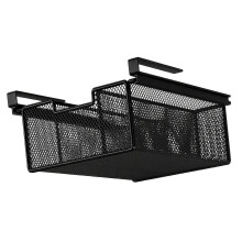 black Hanging Pullout Drawer Basket under Cabinet Organizer Space Saving under Shelf