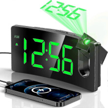 Digital Alarm Clock with Rotatable Projector 3 Adjustable Brightness Levels for Bedroom Wall Ceiling