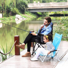 Portable Beach Chair, with High Backrest, Foldable, Lightweight, Comfortable, Heavy Duty, Outdoor Chair, Light Blue