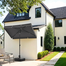 Outdoor Umbrella, Adjustable Height Sunshade with UPF 50+ Protection, Parasol for Patio or Garden, Tilting, Carry Bag, Grey