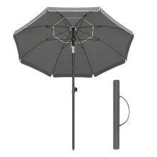Outdoor Sun Umbrella, Adjustable Parasol with 30?? Tilt, Carry Bag, for Garden, Balcony, Terrace, Grey