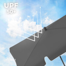 Outdoor Sun Umbrella, Tilting Rectangular Parasol with PA-Coated Canopy, for Balcony or Garden, Carry Bag, Grey