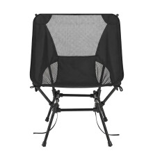 (Black) Folding Outdoor Camping Chair with Adjustable Height, Steel Frame, 2 Storage Pockets