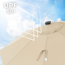 Outdoor Patio Umbrella, Solar LED Lights Parasol, Tilting Sunshade for Garden, Crank Handle, UPF 50+, Beige