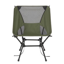 (Green) Folding Outdoor Camping Chair with Adjustable Height, Steel Frame, 2 Storage Pockets