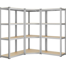 Corner Shelf 4-Tier, Garage Shelving, Heavy Duty Metal Shelving Unit, for Garage, Storage Room, Warehouse, Loads 1500 kg, Silver and Natural Beige