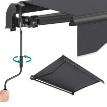 Retractable Awning for Patio, Folding Garden Awning, Manual Crank Balcony Canopy, Outdoor Sun Shade, UPF 50+ Aluminum Alloy, Adjustable Angle, Grey