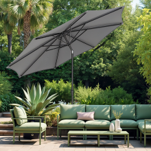 Patio Sun Umbrella, 3.4 m Outdoor Parasol with 30?? Tilt, Crank Handle, Sun Protection, for Garden or Balcony, Grey