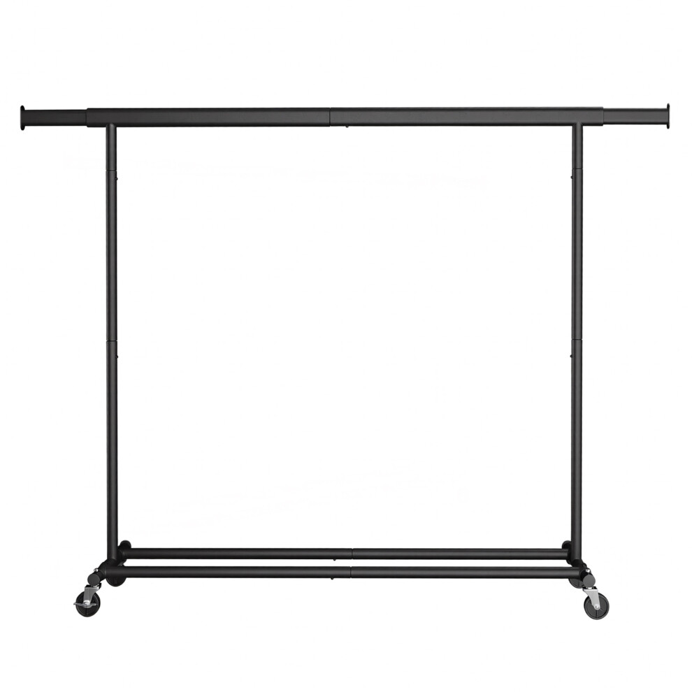 Songmics Garment Rail With Wheels, Adjustable Clothes Rack For Bedroom, Heavy Duty, Black