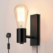 Applique murale pivotante en métal avec interrupteur, douille E27, 350 Ω, compatible avec salon, chambre ou restaurant.