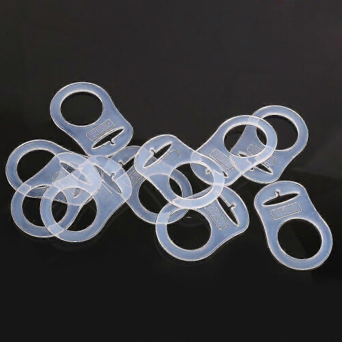10 Pcs Button Silicone Ring Pacifier Holder Mannequin Adapter Transparent 1
