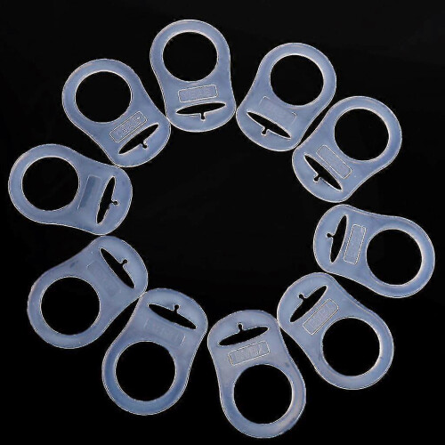 10 Pcs Button Silicone Ring Pacifier Holder Mannequin Adapter Transparent 2
