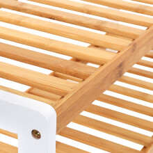 Natural Bamboo 3-Tier Shoe Rack, Shelf for Shoes Plants Books, for Living Room Hallway Bedroom Bathroom, 26 x 70 x 55 cm, White and Natural