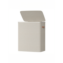 Large Laundry Hamper, 3-Compartment Basket with Removable Liners, Easy Assembly Basket for Bedroom, Handles, Beige