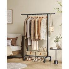 (Ink Black) Clothes Rail, Clothes Rack, Extendable Hanging Rail, Clothing Storage with Wheels, 45 kg Total Max. Load, 40 x (83-120) x 156 cm