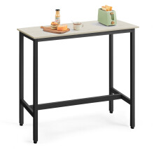 Bar Table, Kitchen Table, Pub Dining High Table, Sturdy Steel Frame, 40 x 100 x 90 cm, Easy Assembly, Industrial Design, Rustic White and Ink Black