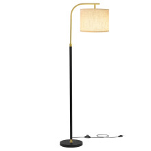 Arc Standing Lamp, Adjustable Height 150-175 cm, Floor Lamp with Fabric Shade, for Living Room, Foot Switch, Black