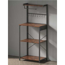 Kitchen Bakers Rack with Power Outlet, 40 * 45 * 140cm, Rustic Brown and Ink Black