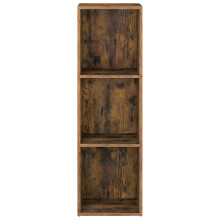 (Rustic Brown) Bookshelf, 3-Tier Cube Bookcase, Storage Shelving Unit, Display Shelf, Open Compartments,Living Room