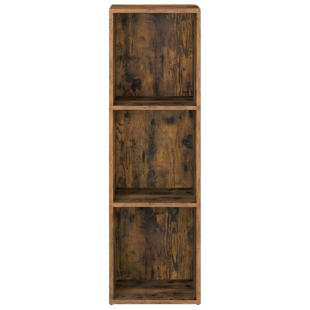 Vasagle (Rustic ) Bookshelf, 3-Tier Cube Bookcase, Storage Shelving Unit, Display Shelf, Open Compartments,Living Room Brown