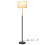 VASAGLE Modern Floor Lamp with Adjustable Height, Remote Control, Fabric Shade, Memory Function, Foot Switch, Gold and Black 1