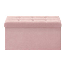 (Jelly Pink) Storage Ottoman, Foldable Small Ottoman Foot Rest, 38 x 76 x 38 cm Foot Stool, Cube Ottoman with Storage