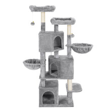 Cat Tower with 3 Spacious Caves, Multi-Level Activity Tree for Indoor Cats, 164 cm, Grey