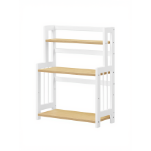 (Natural Oak) Spice Rack, 3-Tier Countertop Storage Shelf, Desktop Organiser with Bamboo Frame, for Kitchen, Dining Room, Office