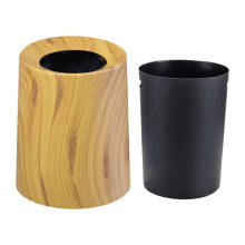 Wood Color Round Trash Can Rubbish Bin Paper Basket Garbage Container Bin Trash Waste