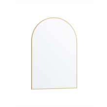 (Pale Gold) Bathroom Mirror, Wall Mounted Vanity Mirror, Arched, Aluminium Frame, 91 x 61 cm, with Safety Film, Easy Installation