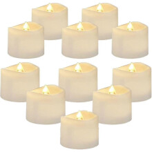 Set van 12 LED-theelichtjes met timer, elektrische flikkerende kaarsjes, vlamloos, automatische stand van 6 uur aan en 18 uur uit, warm wit licht.