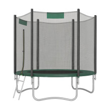 Outdoor Jumping Mat, 244 cm Kids Trampoline with Safety Net, Ladder, Steel Frame for Garden, Green