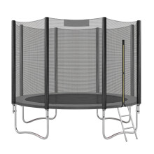 Outdoor Jumping Mat, 305 cm Kids Trampoline with Safety Net, Steel Frame, Ladder, for Garden, Black