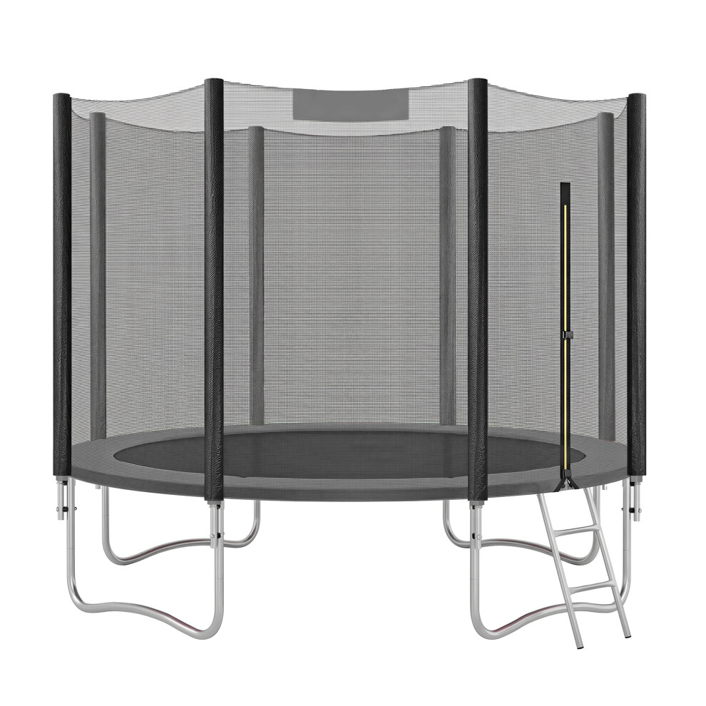 Songmics Outdoor Jumping Mat, 305 Cm Kids Trampoline With Safety Net, Steel Frame, Ladder, For Garden, Black